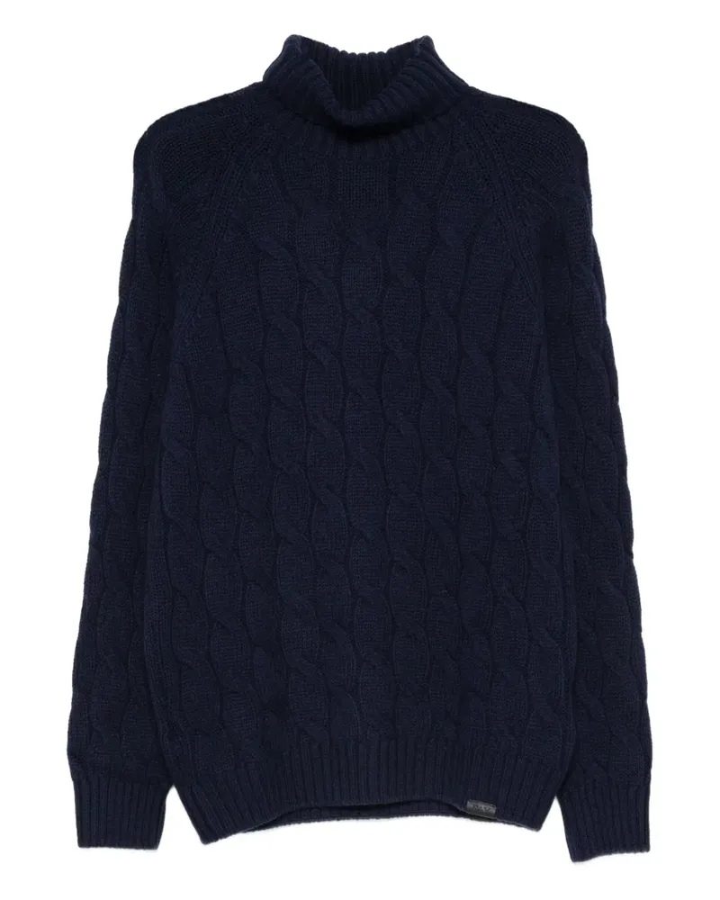 Fay Rollkragenpullover mit Zopfmuster - Blau Blau