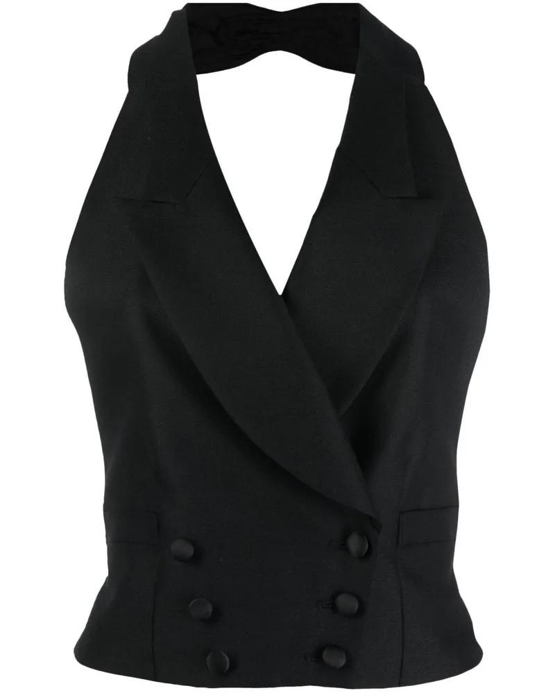 Maison Margiela Doppelreihige Neckholder-Weste - Schwarz Schwarz