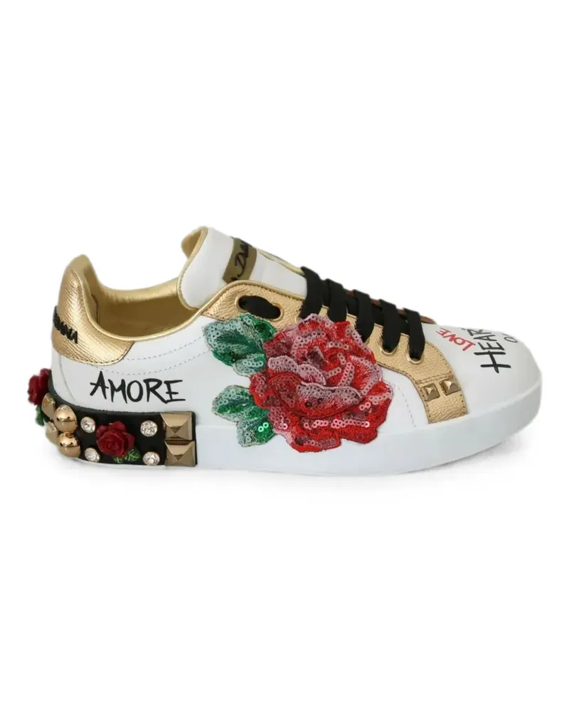 Dolce & Gabbana Nieten-Sneakers mit Pailletten - Weiß Weiß