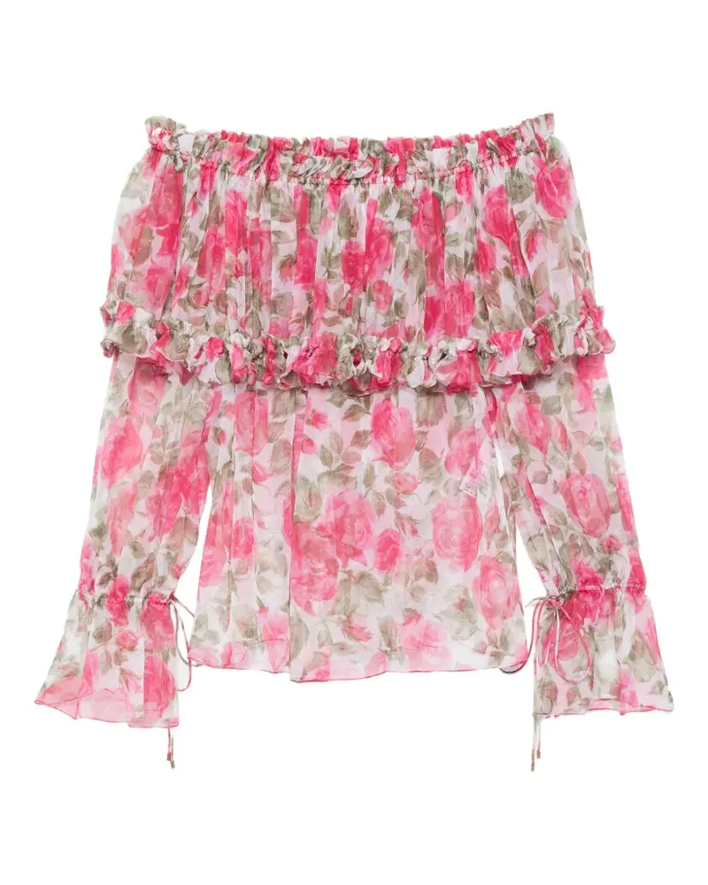 Chloé floral-print ruffled blouse - Weiß Weiß