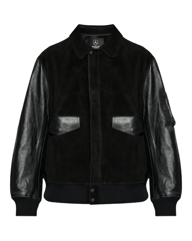 Y-3 x Mercedes-AMG Petronas F1 panelled leather jacket - Schwarz Schwarz