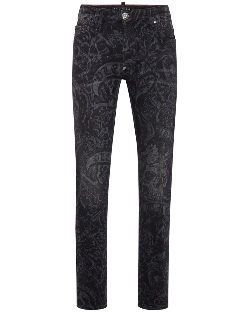 Philipp Plein Straight-Leg-Jeans mit Tattoo-Print - Grau Grau