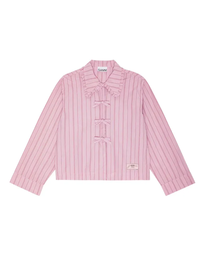Ganni striped cotton blouse - Rosa Rosa