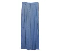 Leinenhose mit Bundfalten - Blau