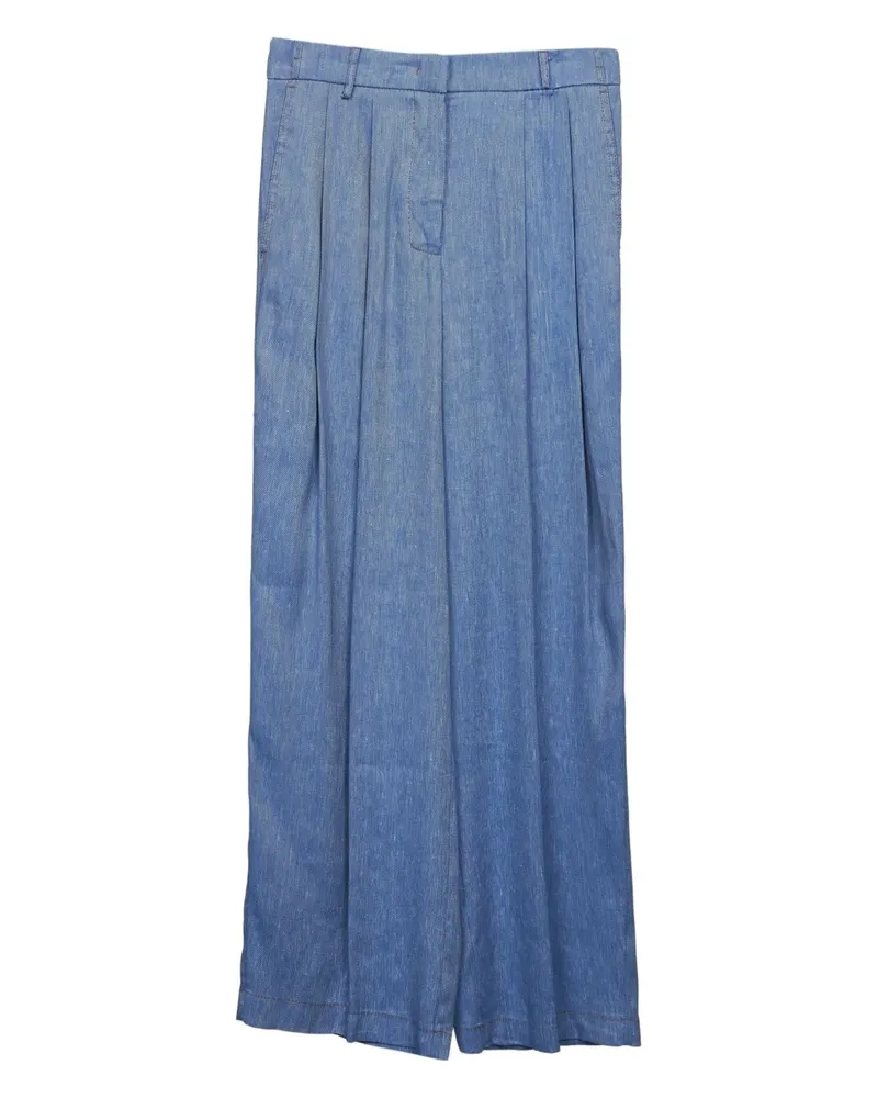 Kaos Leinenhose mit Bundfalten - Blau Blau