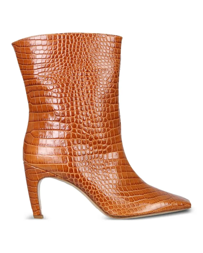 Gia Borghini crocodile-embossed heeled ankle boots - Braun Braun