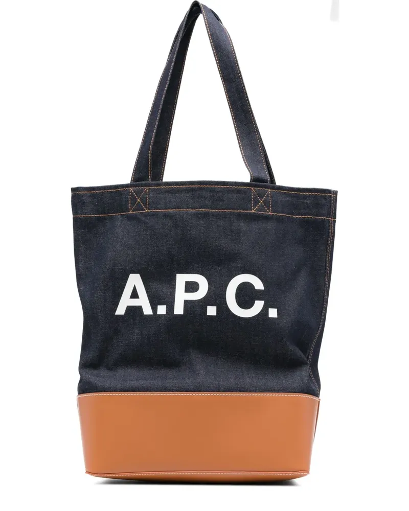 A.P.C. Mittelgroßer Jeans-Tote Bag mit Logo-Detail - Blau Blau