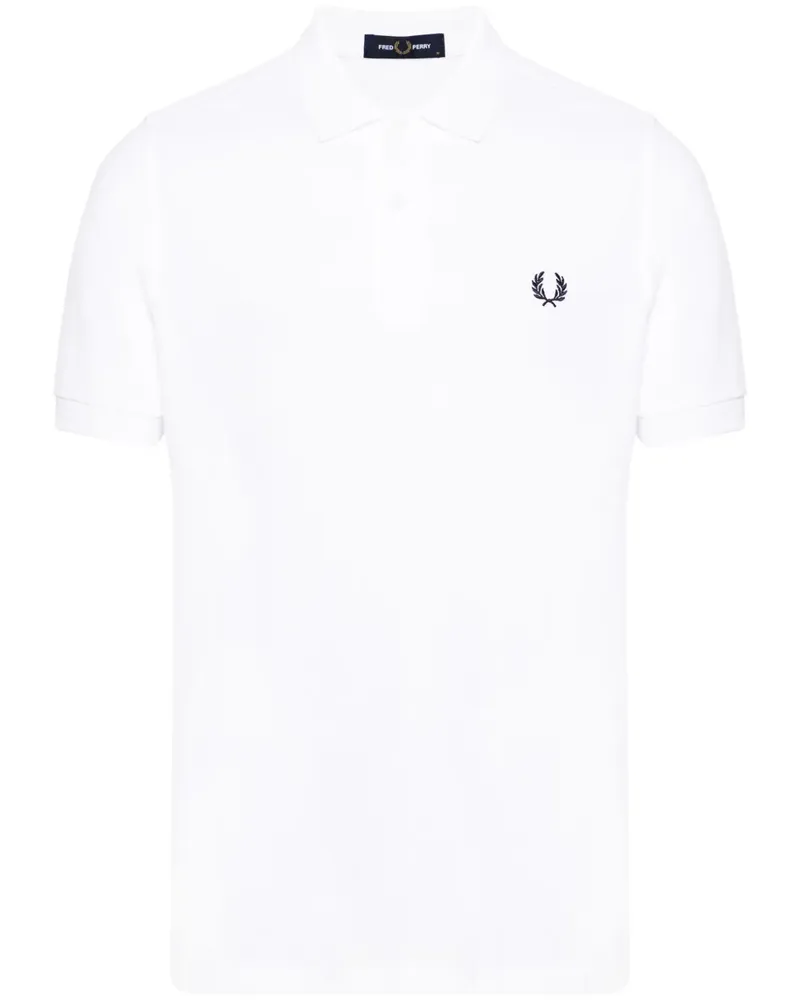 Fred Perry Pikee-Poloshirt mit Logo-Stickerei - Weiß Weiß