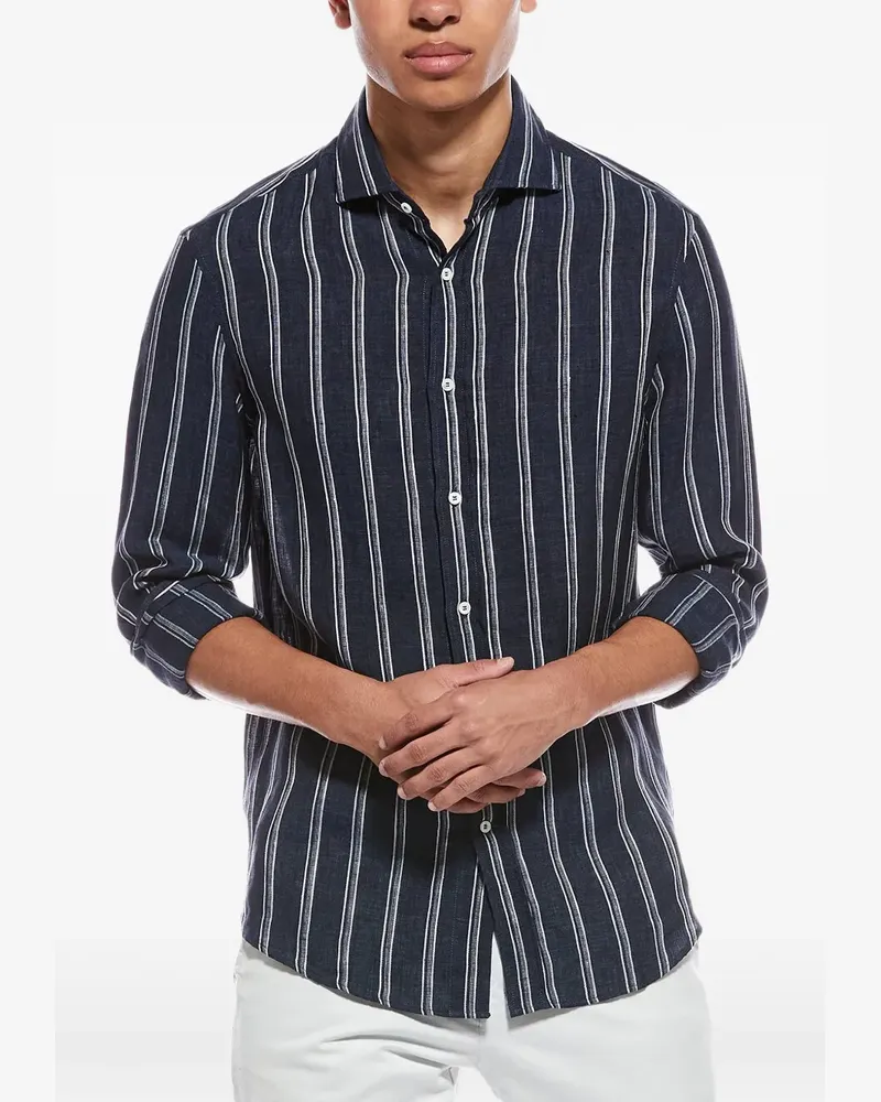 Brunello Cucinelli striped long-sleeve shirt - Blau Blau