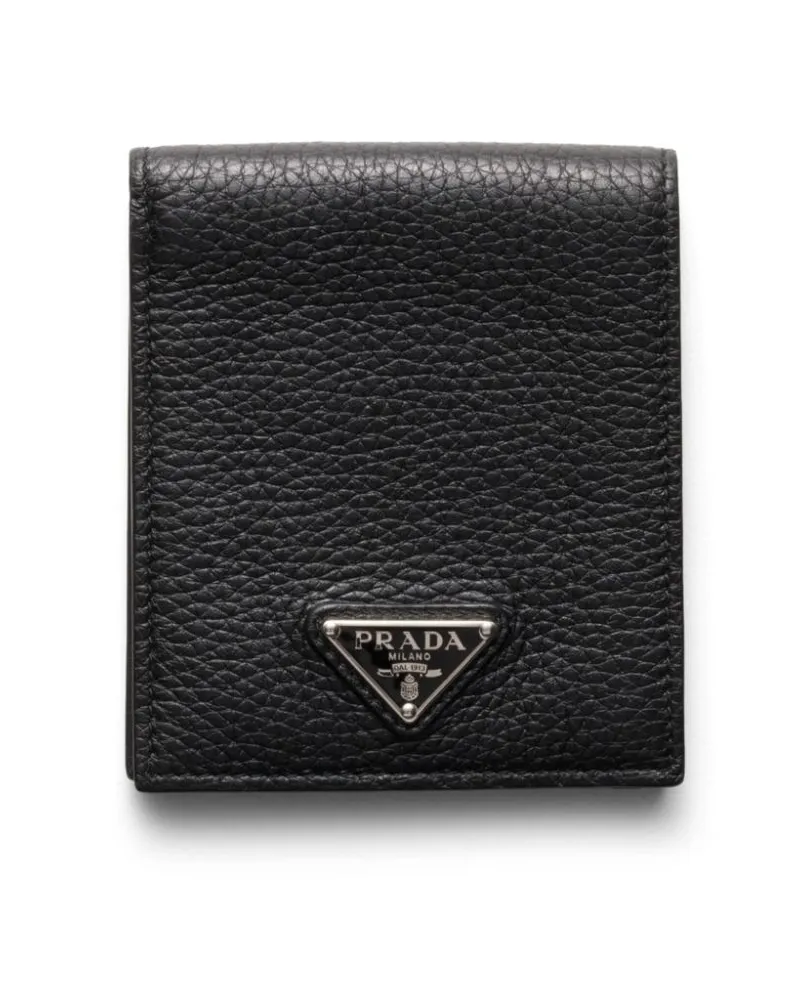 Prada Portemonnaie mit emailliertem Triangel-Logo - Schwarz Schwarz