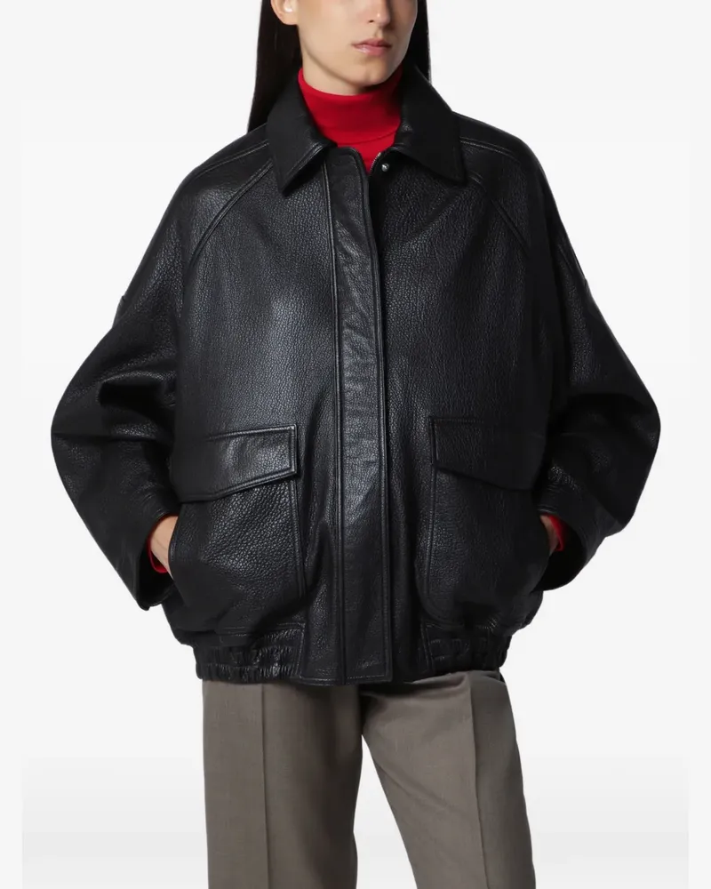 Róhe Bomberjacke aus Leder - Schwarz Schwarz