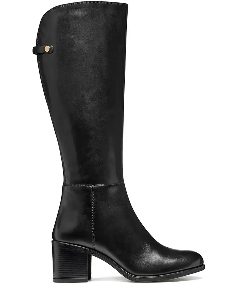 Geox Kniehohe New Asheel Stiefel mit Blockabsatz 65mm - Schwarz Schwarz