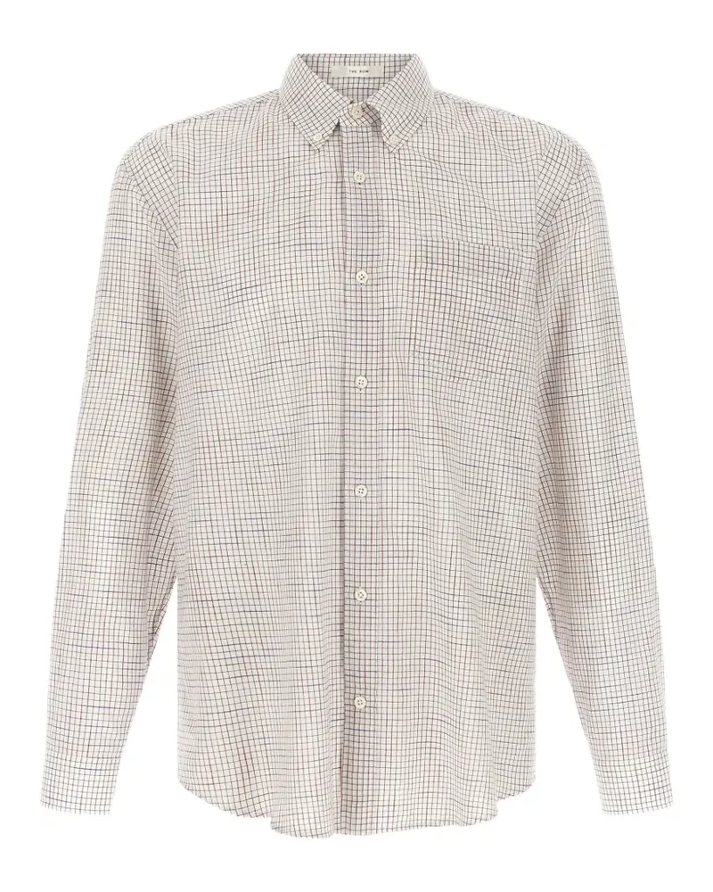 The Row Pompeo checked cotton-chambray shirt - Nude Nude