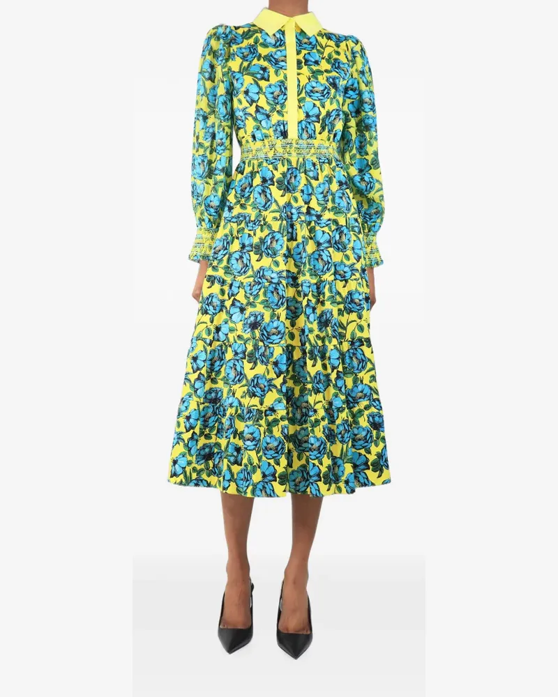 Alice + Olivia floral-print tiered midi dress - Gelb Gelb