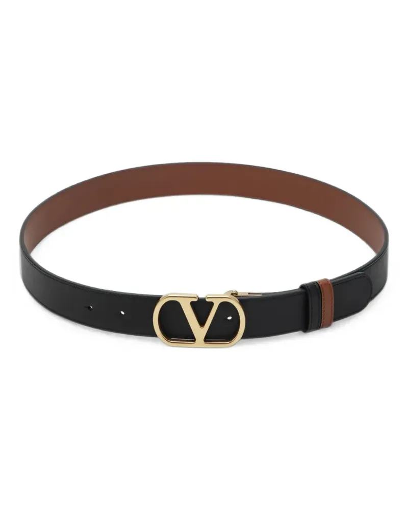 Valentino Garavani Wendbarer VLogo Signature Gürtel aus glänzendem Kalbsleder - Schwarz Schwarz