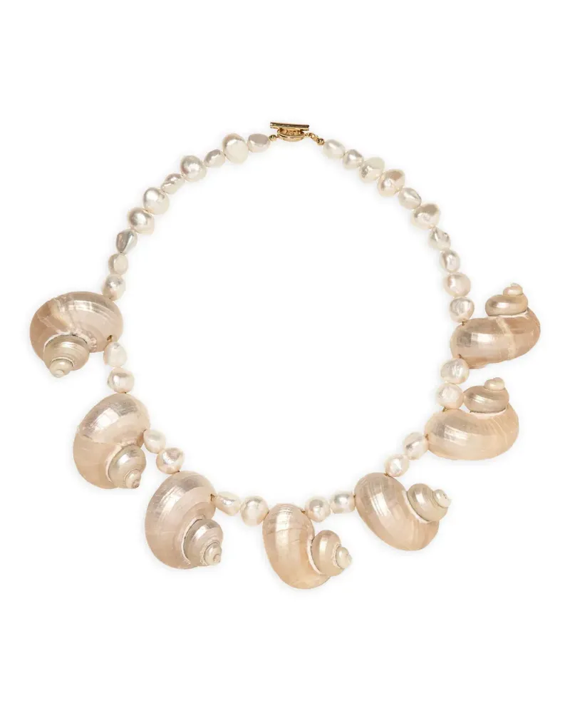 Jennifer Behr Ondine shell-embellished necklace - Nude Nude