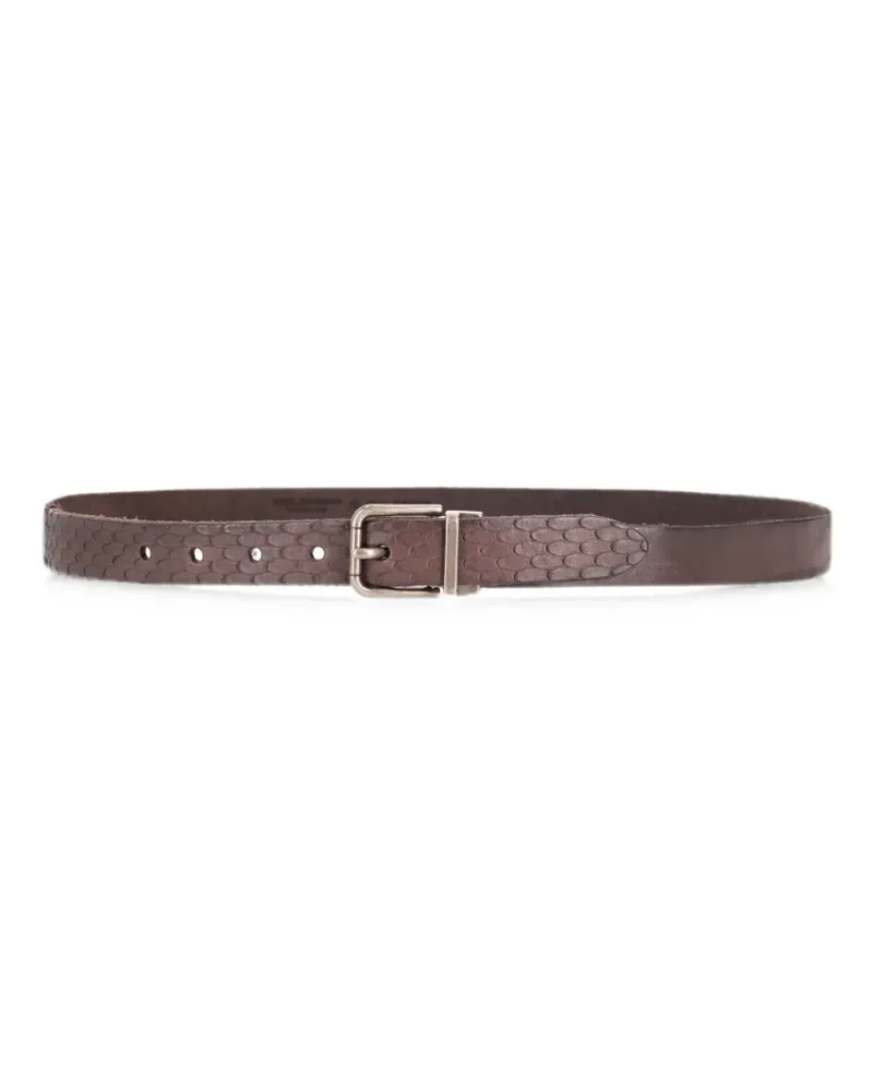 Dolce & Gabbana scales-effect leather belt - Braun Braun