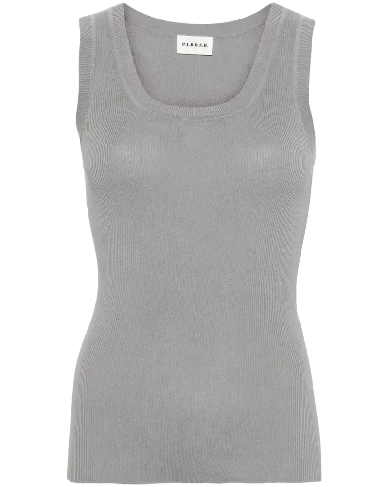 P.A.R.O.S.H. Tanktop aus geripptem Strick - Grau Grau