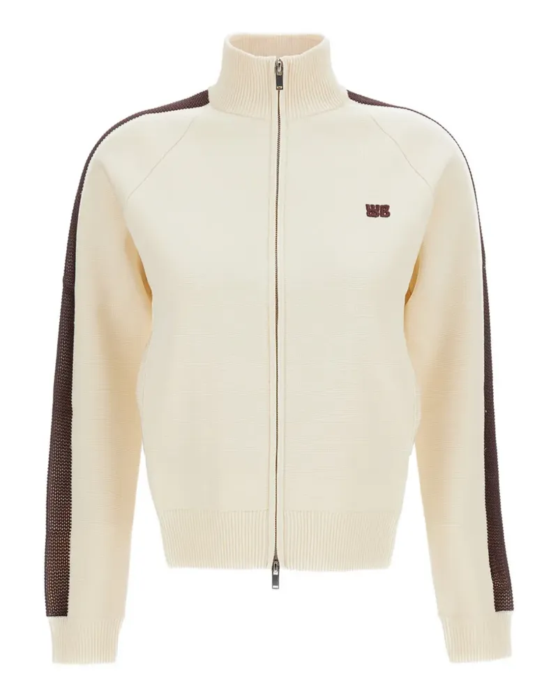 Wales Bonner side-stripe zip-up sweater - Nude Nude