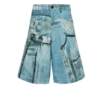 Jeans-Shorts mit Patch Denim-Print