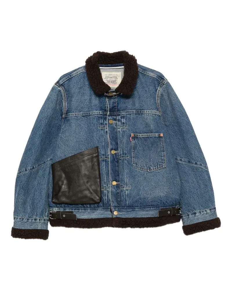 Sacai x Levi Strauss shearling-trim denim jacket - Blau Blau