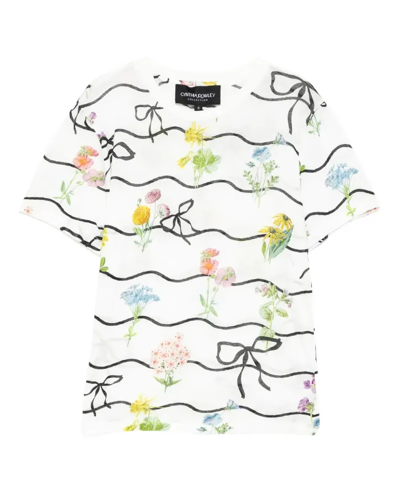 Cynthia Rowley T-Shirt mit Blumenprint - Weiß Weiß
