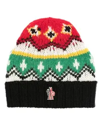 Moncler Intarsien-Beanie mit Logo-Patch Rot