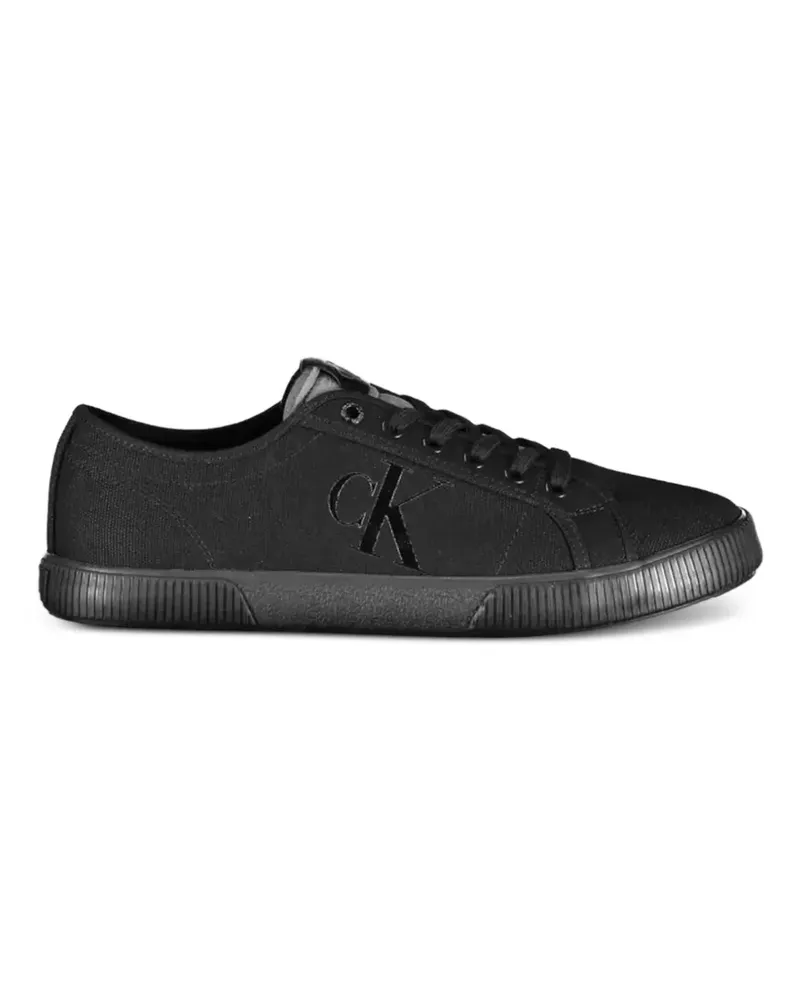 Calvin Klein logo-patch canvas sneakers - Schwarz Schwarz