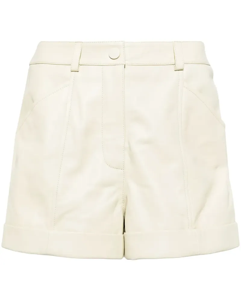 Yves Salomon Ledershorts mit hohem Bund - Weiß Weiß
