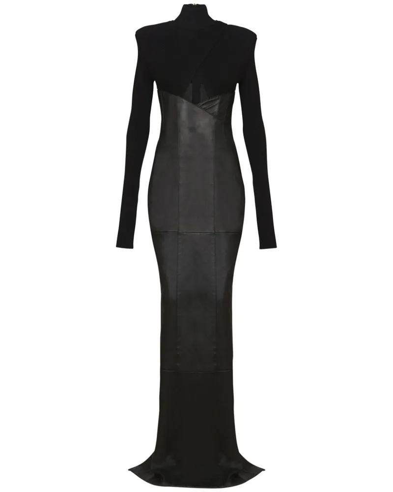 Balmain Maxikleid mit Kontrasteinsatz - Schwarz Schwarz