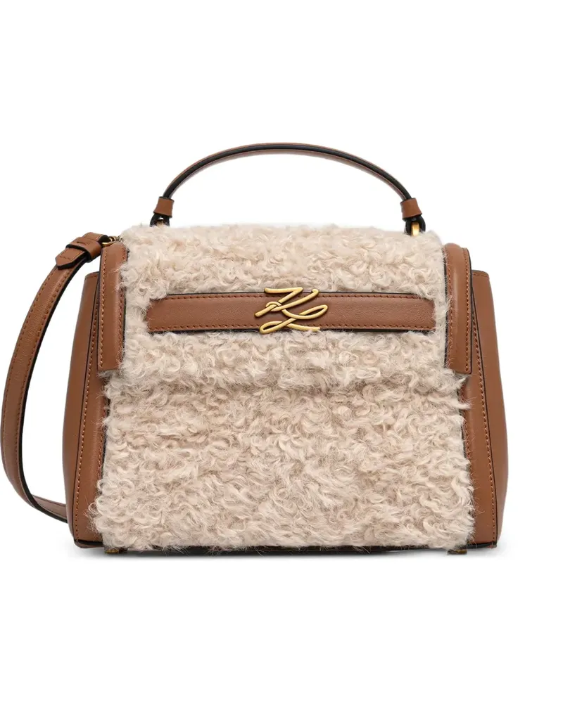 Karl Lagerfeld Tote Bag mit Shearling-Besatz - Braun Braun