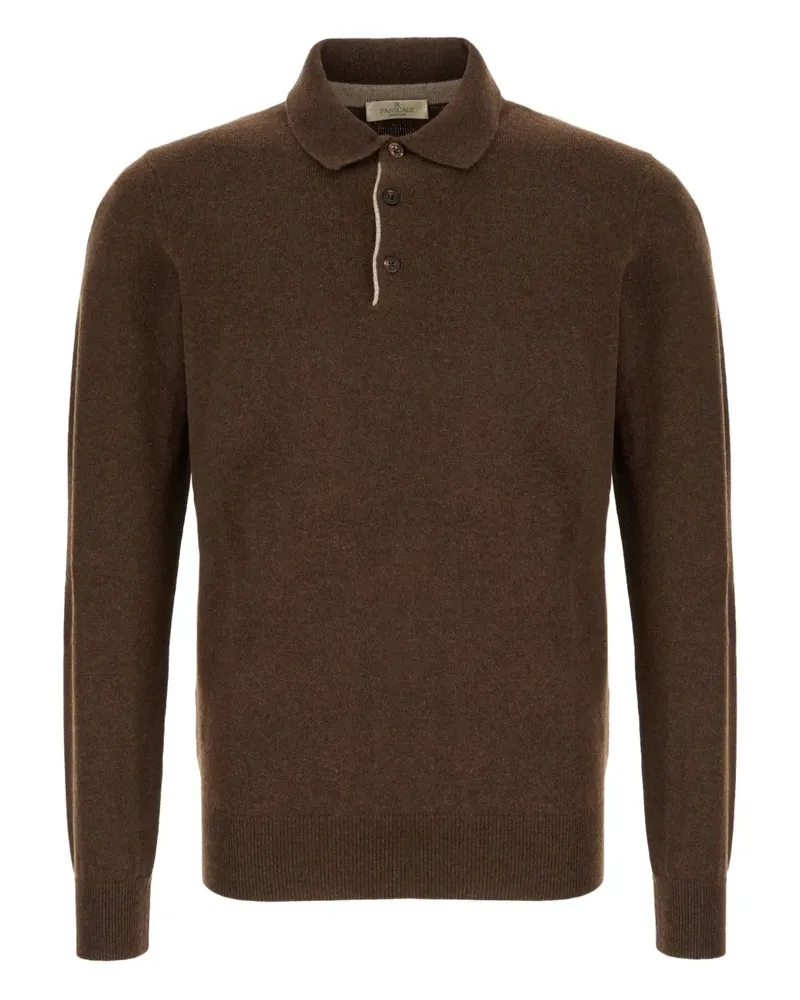 PANICALE Cashmere Poloshirt mit Knopfleiste - Braun Braun