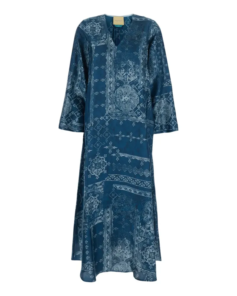 Momoni Garcia V-neck patterned midi dress - Blau Blau