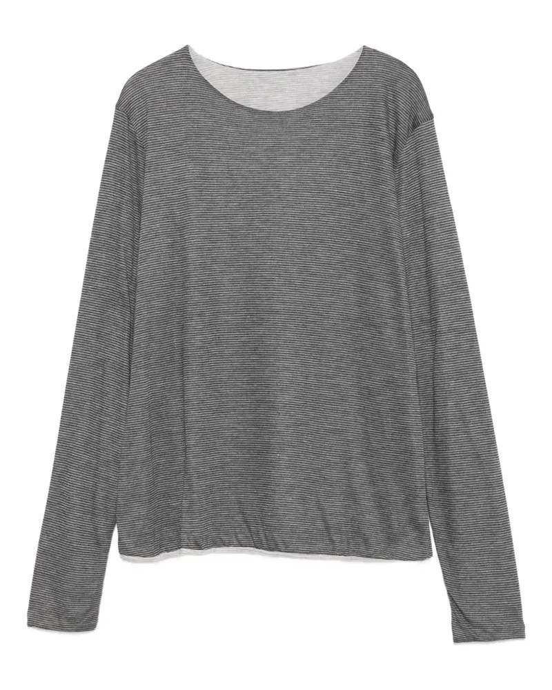 Purotatto Gestreiftes Langarmshirt - Grau Grau