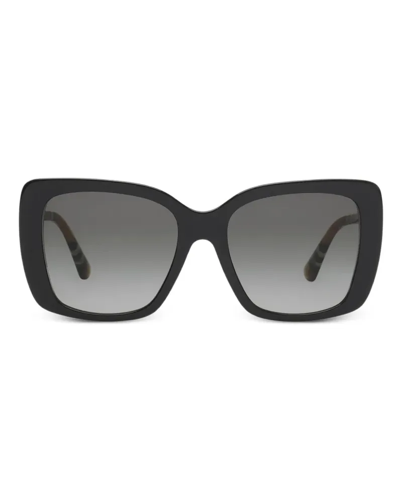 Burberry Eckige Sonnenbrille mit Check - Schwarz Schwarz