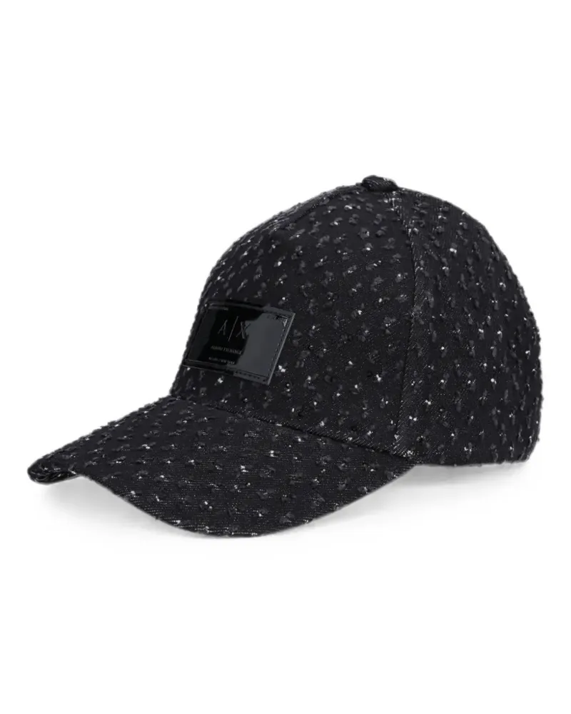 Armani Exchange bouclé logo-patch baseball cap - Schwarz Schwarz