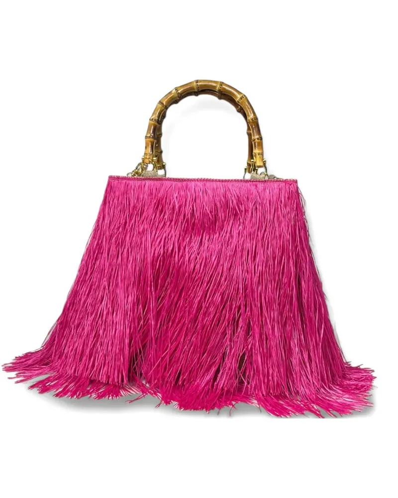 La Milanesa Mittelgroßer Sex on the Beach Tote Bag mit Fransen - Rosa Rosa