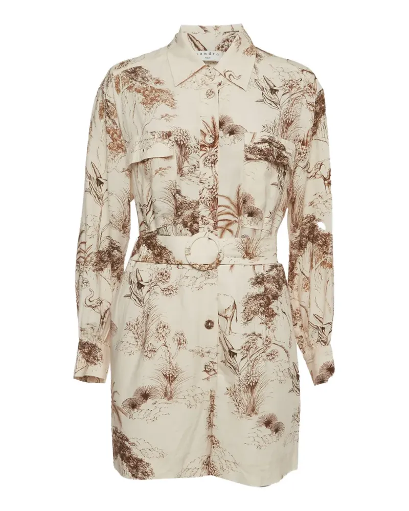 Sandro Safari-print belted jumpsuit - Nude Nude
