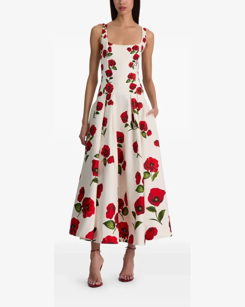 Alice + Olivia Adley floral-print pleated dress - Weiß Weiß