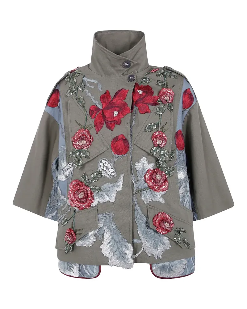 Antonio Marras floral-embroidered sequin-embellished cropped jacket - Grün Grün