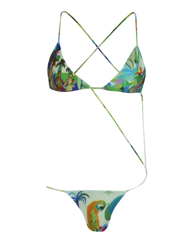 Amir Slama Bikini mit Print - Grün Grün