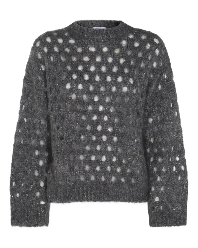 Brunello Cucinelli Pullover mit Lochstrickmuster - Grau Grau