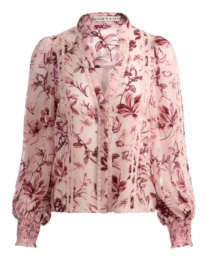 Alice + Olivia Arlette Bluse mit Blumen - Rosa Rosa