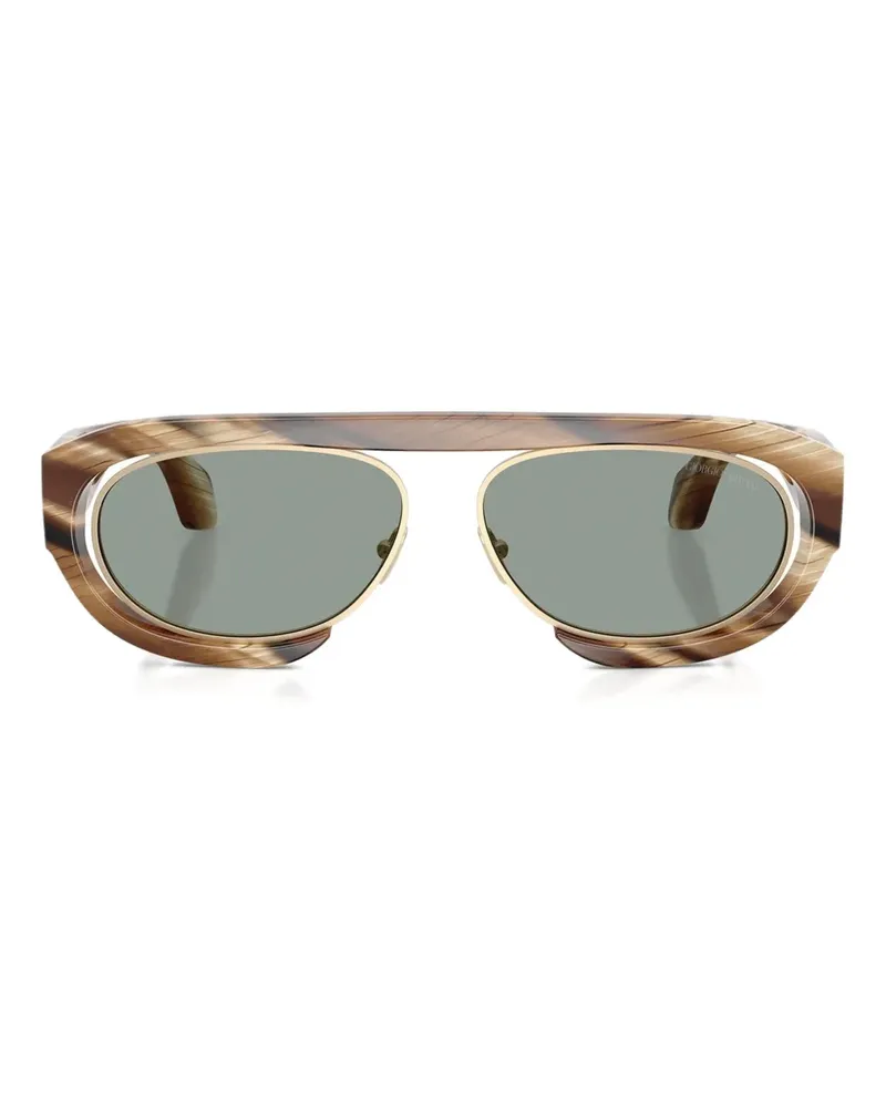 Giorgio Armani Geometrische Sonnenbrille mit Horneffekt - Braun Braun