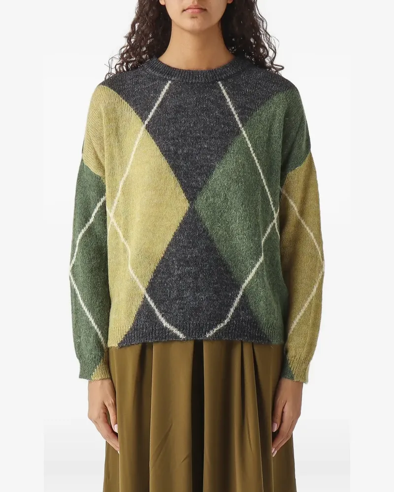 NENETTE Macadamia argyle-intarsia sweater - Grau Grau