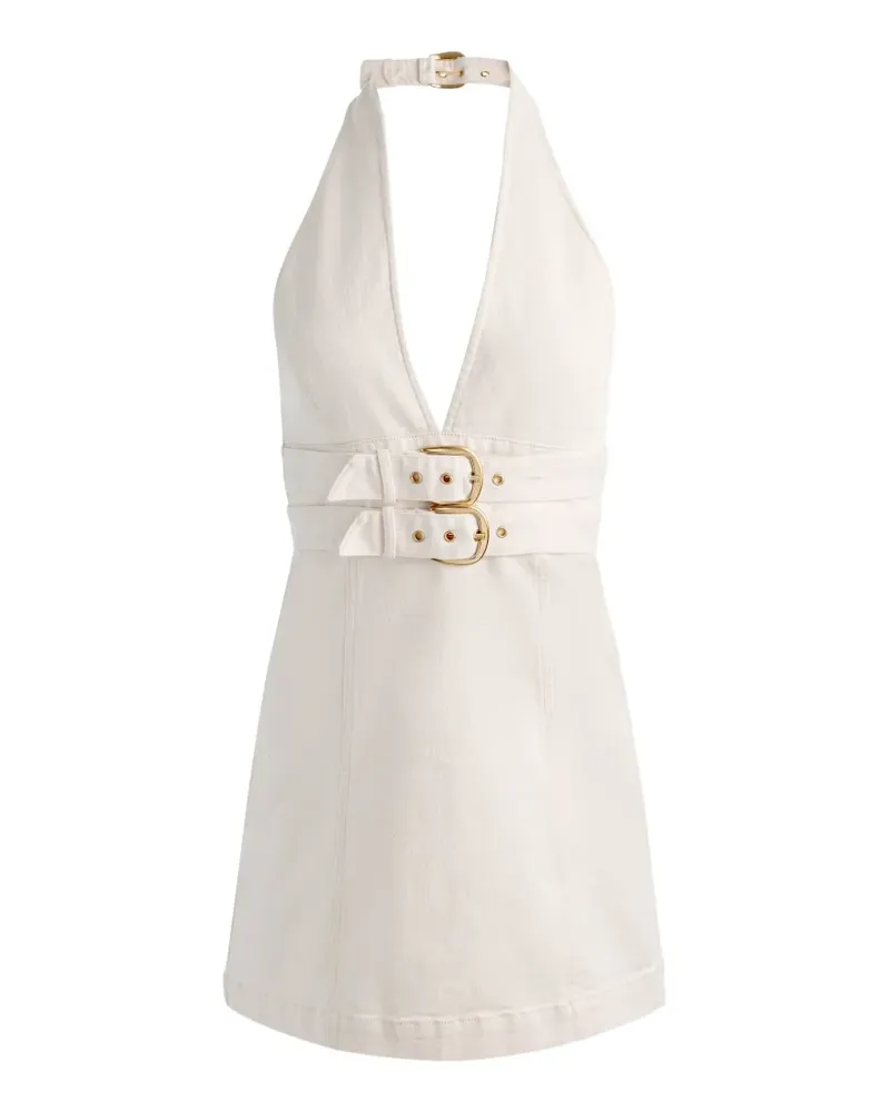 Alice + Olivia Solana Neckholder-Minikleid mit Schnalle - Weiß Weiß