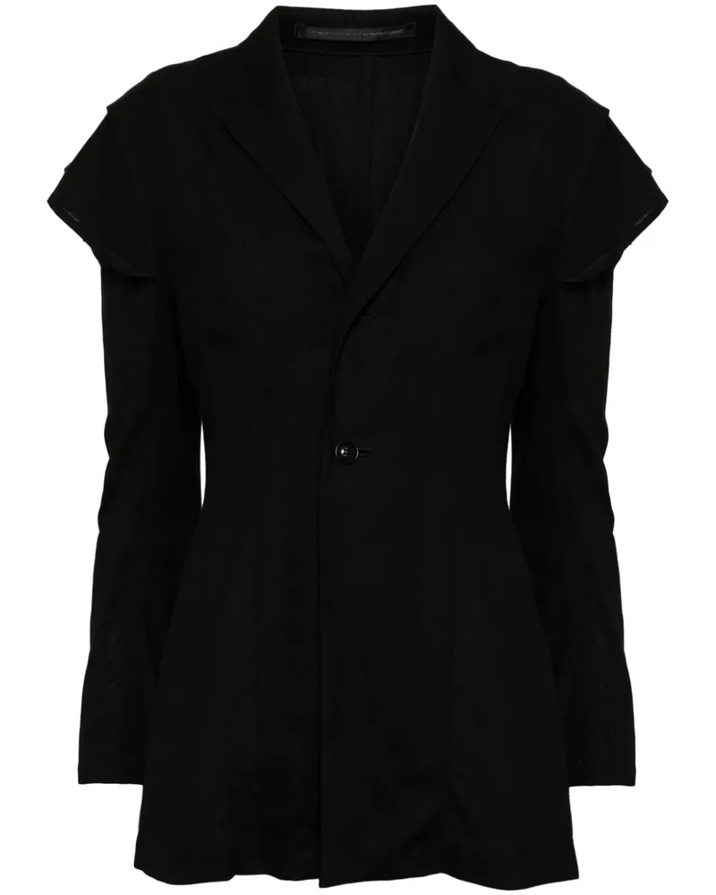 Yohji Yamamoto Einreihiger Blazer im Layering-Look - Schwarz Schwarz