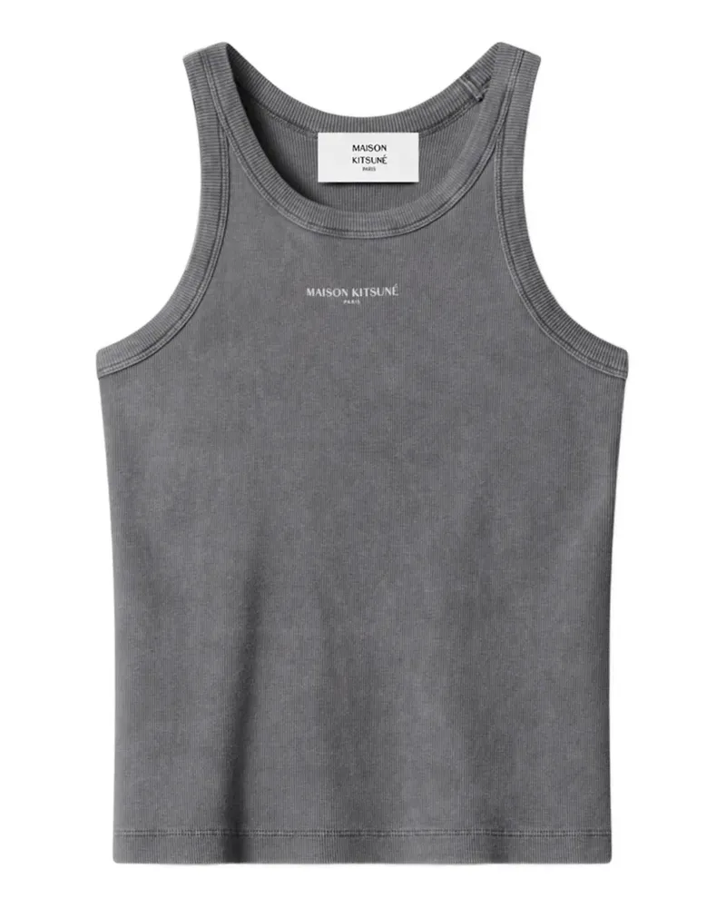 Kitsuné Geripptes Trägershirt mit Logo-Print - Grau Grau