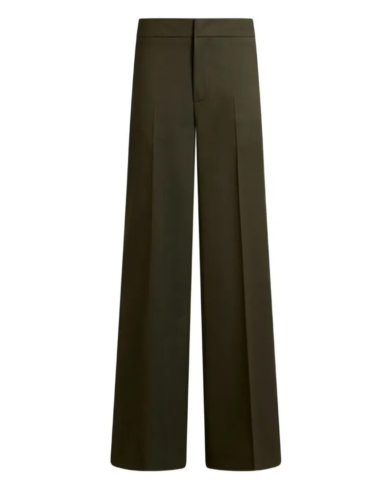 Etro pressed-crease palazzo trousers - Grün Grün