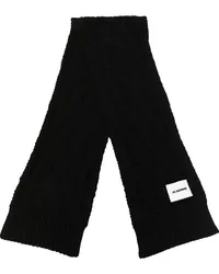 Jil Sander Strickschal mit Logo-Patch Schwarz